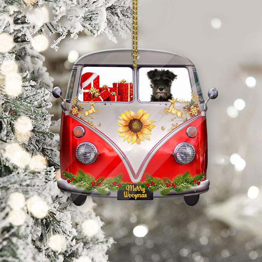 Miniature Schnauzer Sit On A Truck-Two Sided Ornament