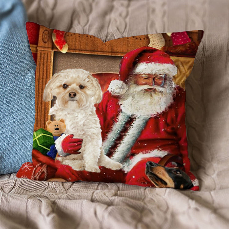 Morkie With Santa Pillowcase