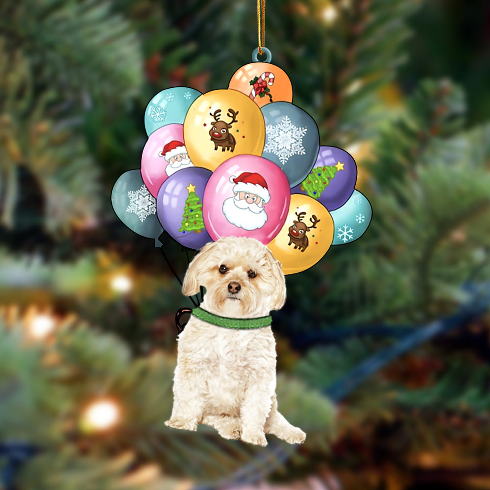 Morkie With Balloons Christmas Ornament