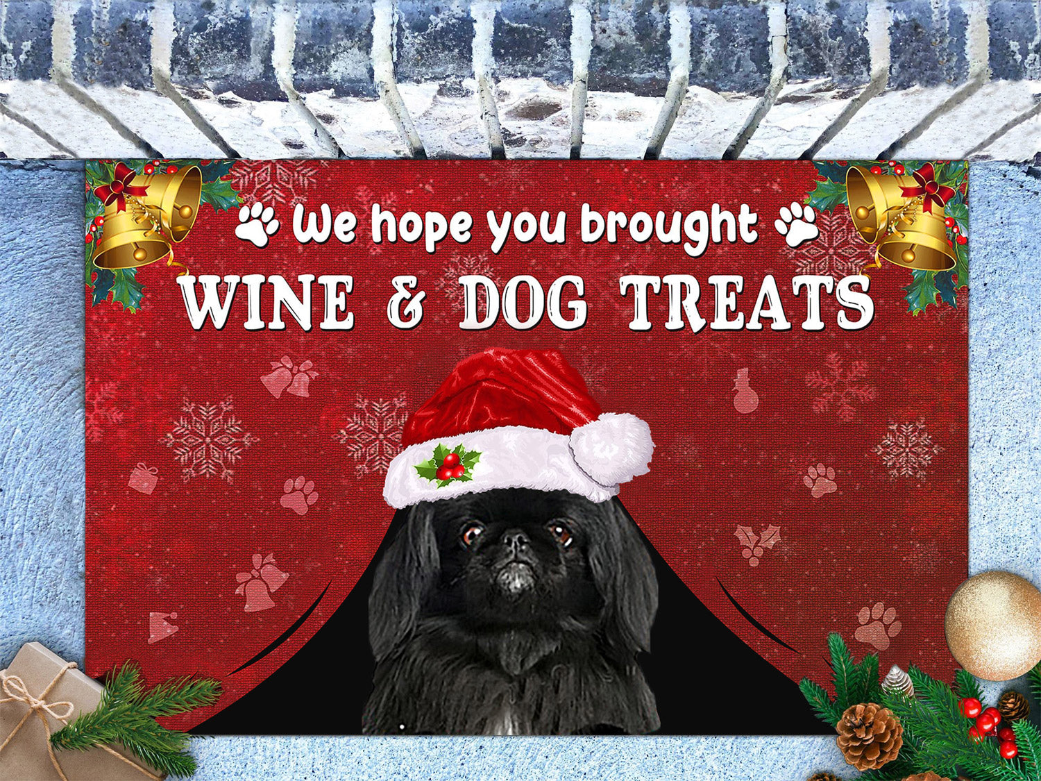Newfoundland Wine & Dog Treats Christmas Doormat