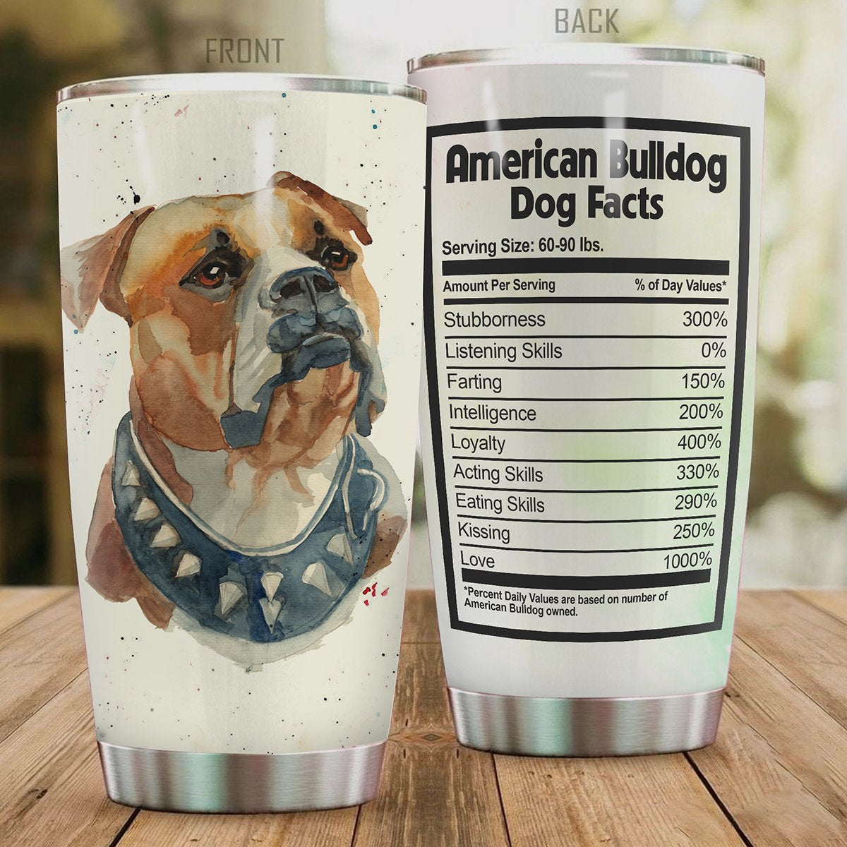 Premium American Bulldog Stainless Steel Tumbler