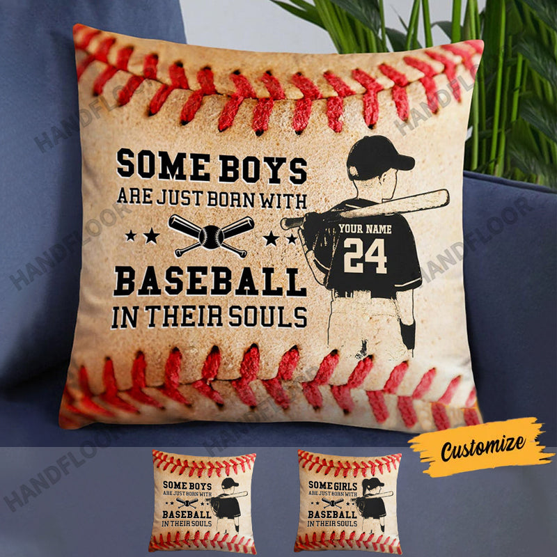 Some Boys Are Just Born With Hockey In Their Souls Photo Pillow,  Personalized Field Hockey Gifts For Grandson, Gifts For Hockey Players -  Best Personalized Gifts For Everyone