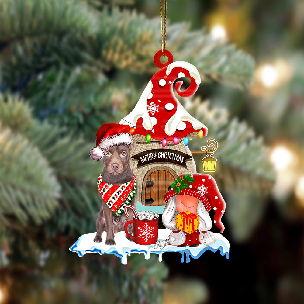 Patterdale-Terrier With Mushroom House Christmas Ornament