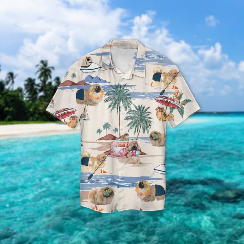 Pekingese Summer Beach Hawaiian Shirt