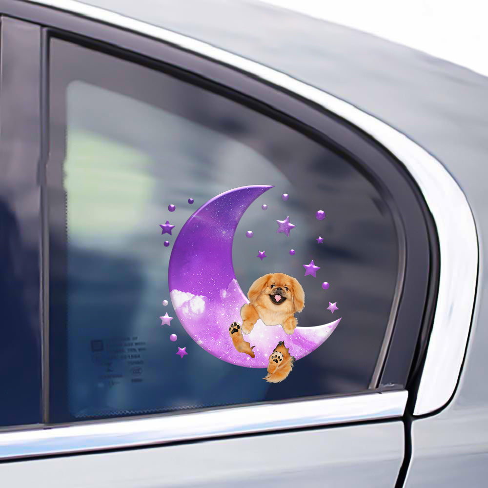 Pekingese On The Purple Moon Sticker