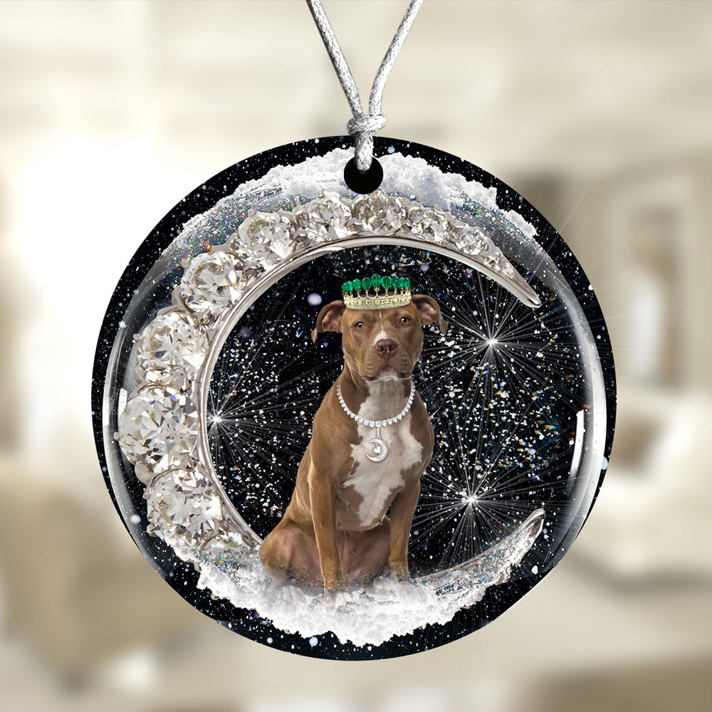Pit-Bull With Crown Diamond Ornament (porcelain)