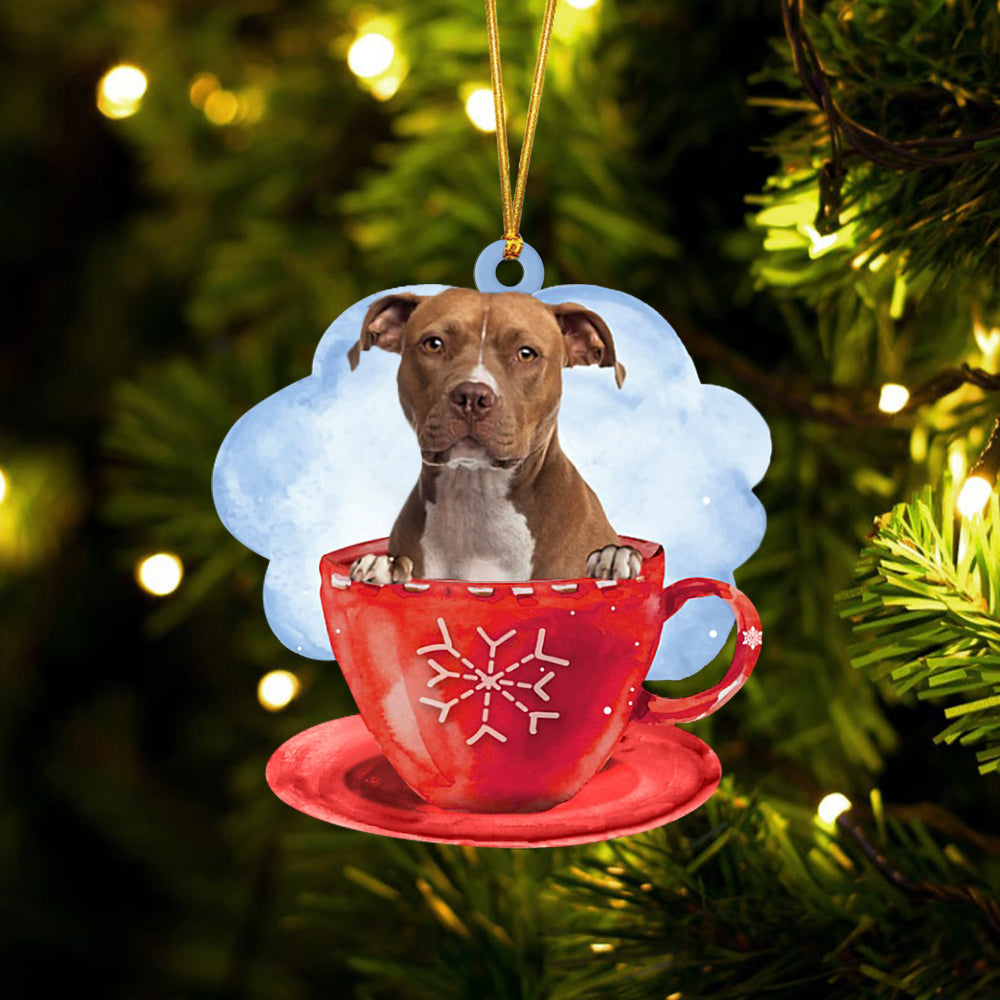 Pitbull On The Cup Christmas Ornament