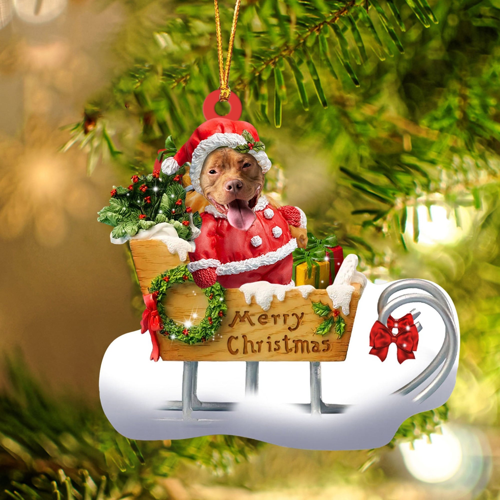 Pitbull Merry Christmas Ornament