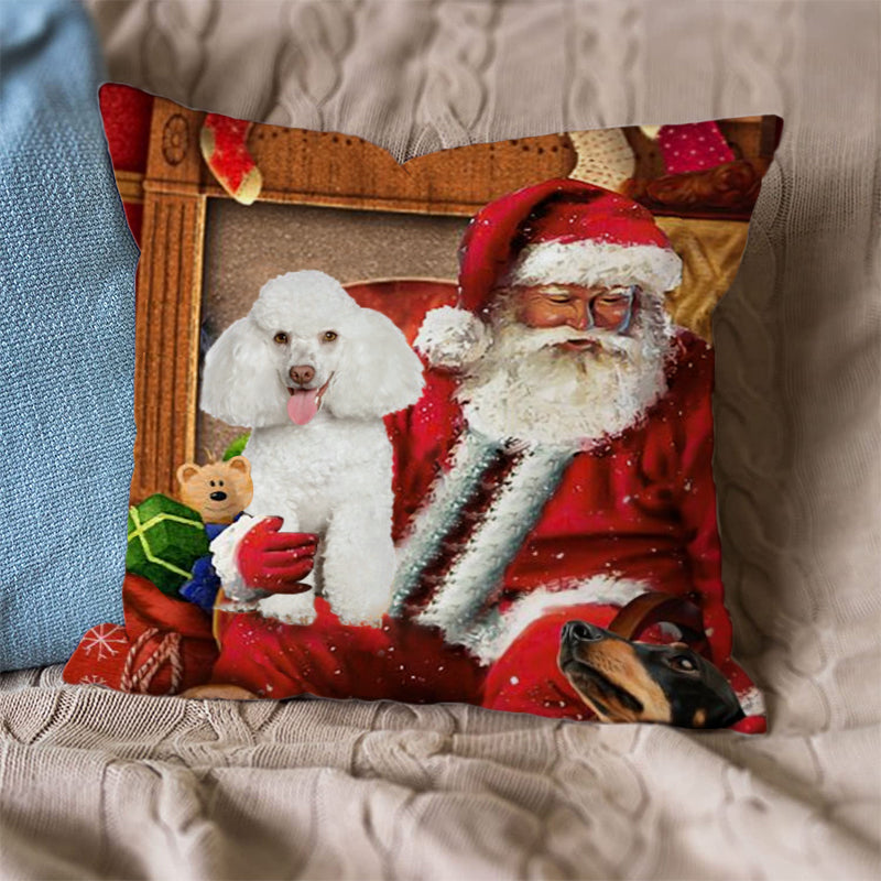 Poodle-2 With Santa Pillowcase