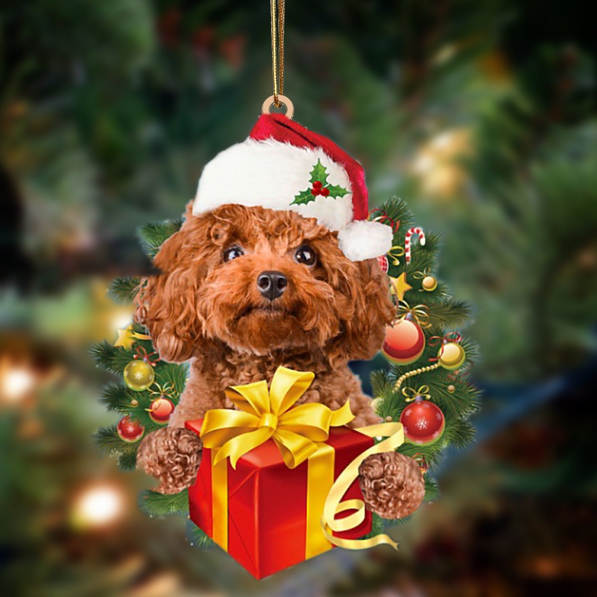 Poodle-Dogs give gifts Hanging Ornament
