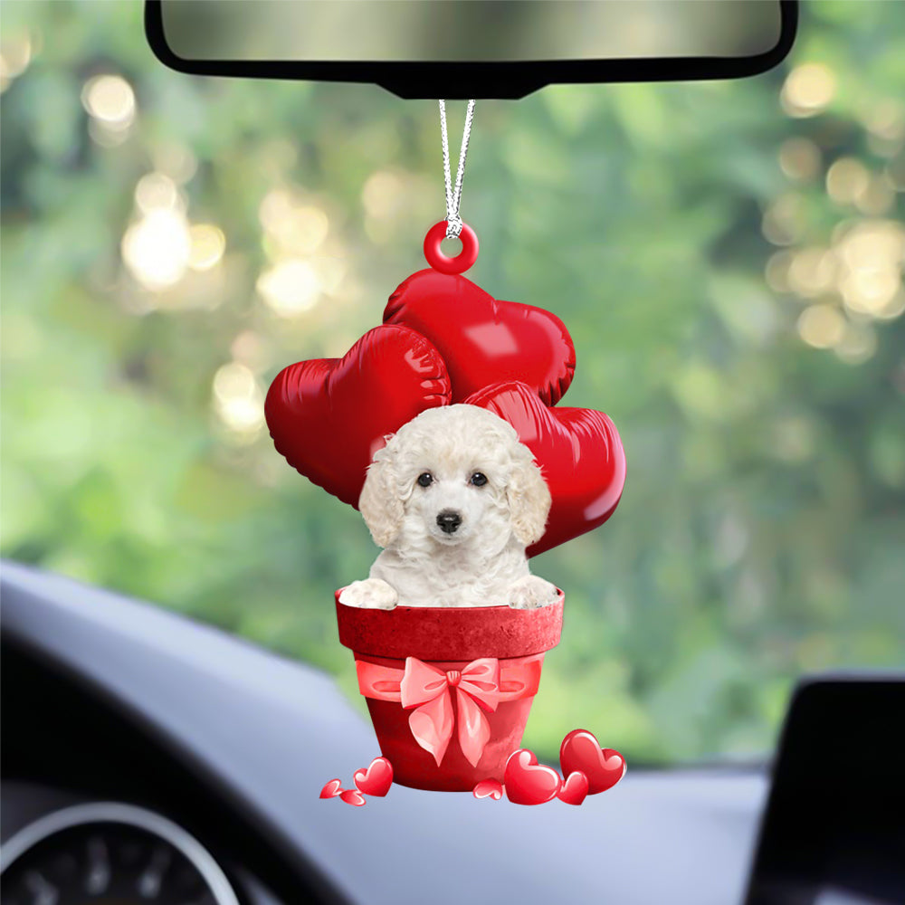 Poodle Red Heart Balloon Ornament