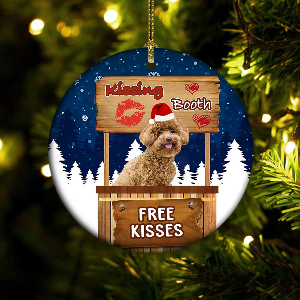 Poodle Kissing Booth Christmas Ornament (porcelain)