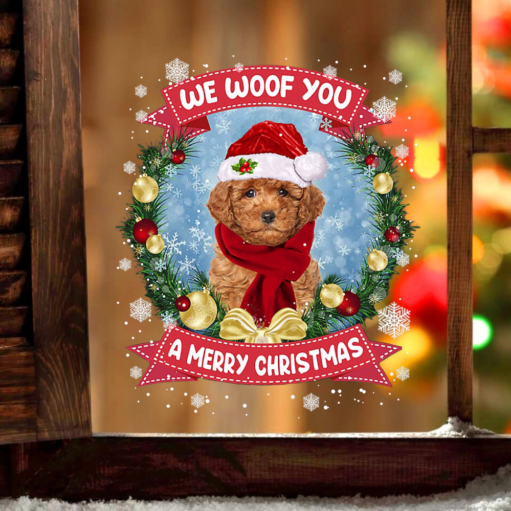 Poodle We Woof You Christmas Sticker