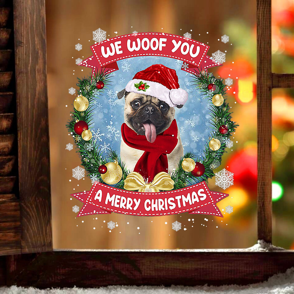 Pug We Woof You Christmas Sticker