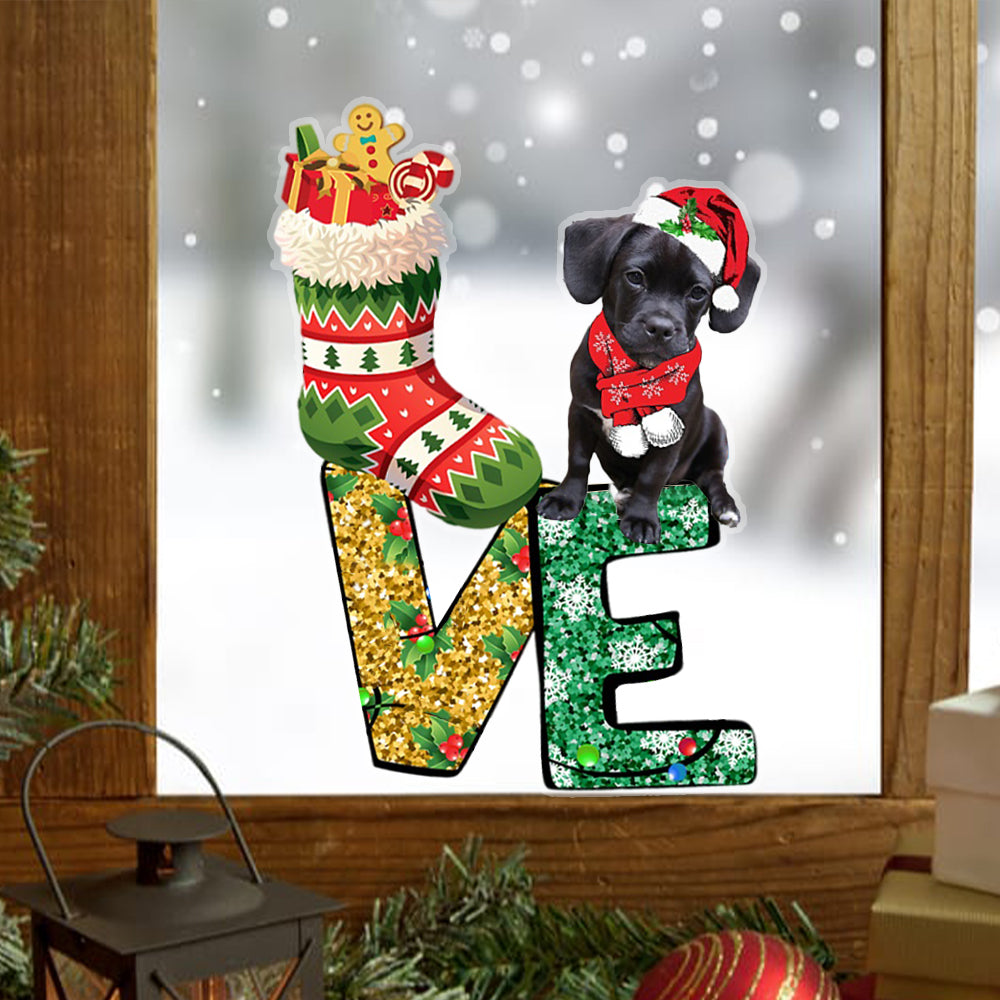 Puggle LOVE Christmas Stocking Sticker