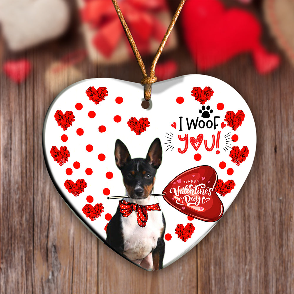 Rat Terrier Happy Valentine's Day Ornament (porcelain)