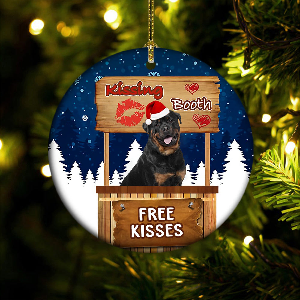 Rottweiler2 Kissing Booth Christmas Ornament (porcelain)