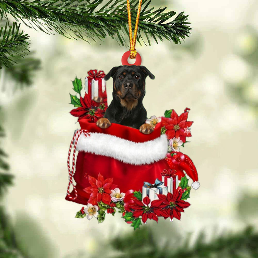 Rottweiler 2 In Gift Bag Christmas Ornament