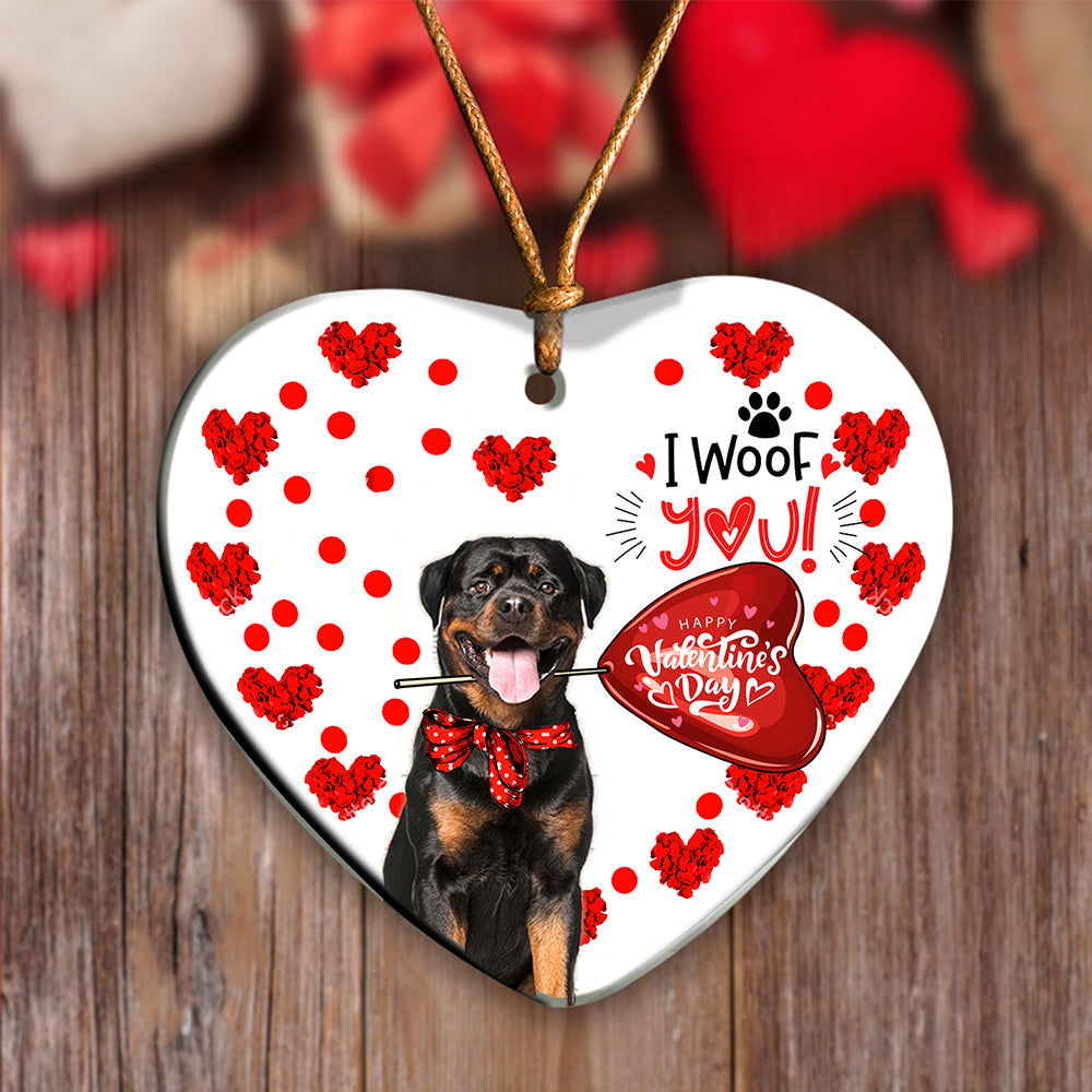 Rottweiler Happy Valentine's Day Ornament (porcelain)