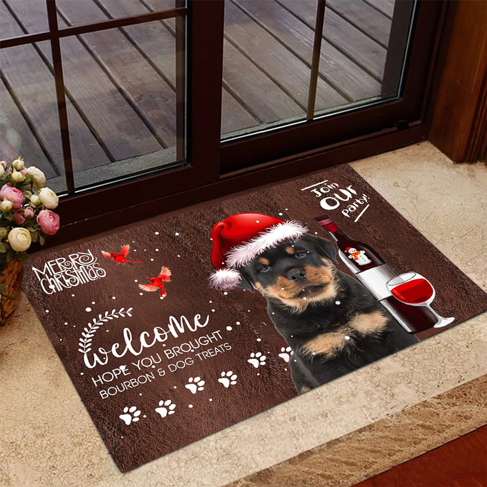 Rottweiler Join Our Party Christmas Doormat