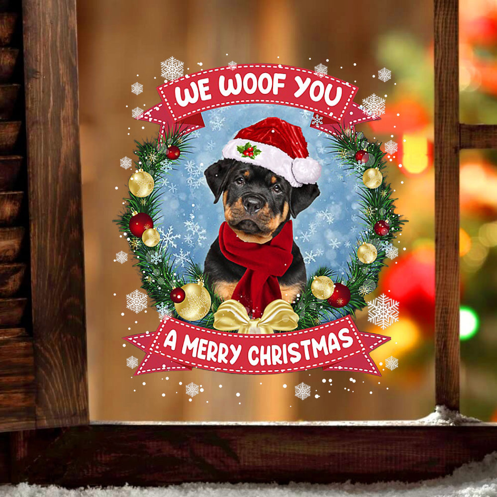 Rottweiler We Woof You Christmas Sticker