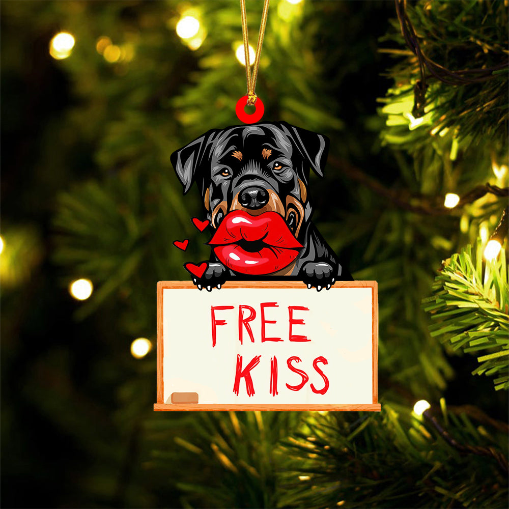 Rottweiler Free Kiss Christmas Ornament