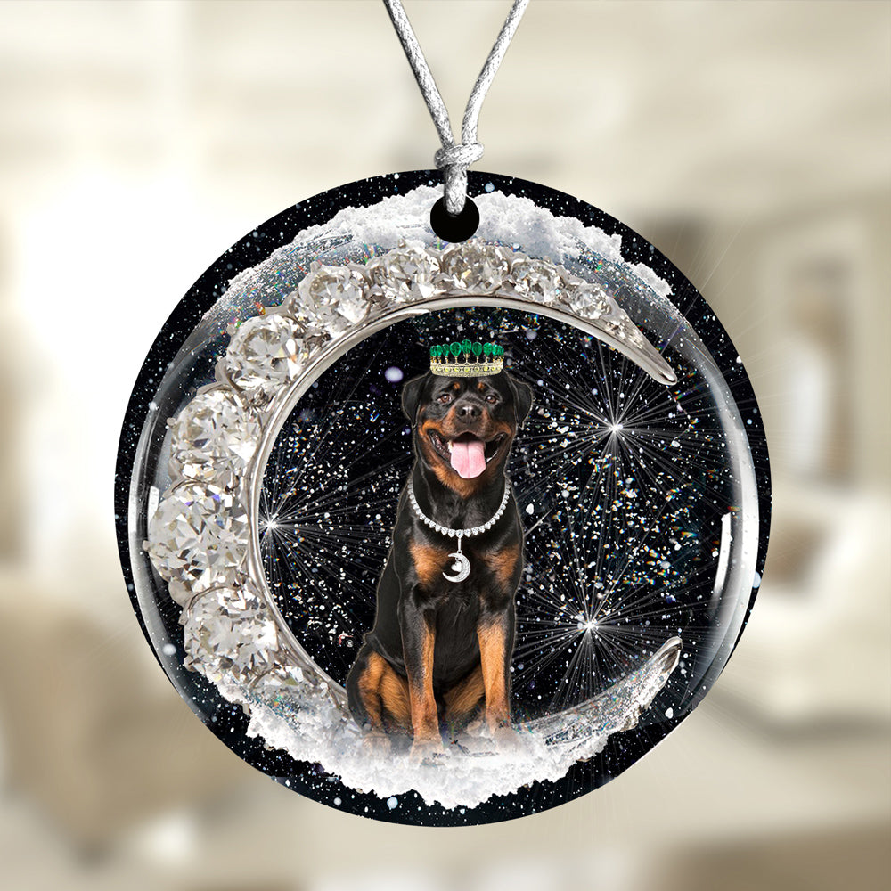 Rottweiler With Crown Diamond Ornament (porcelain)