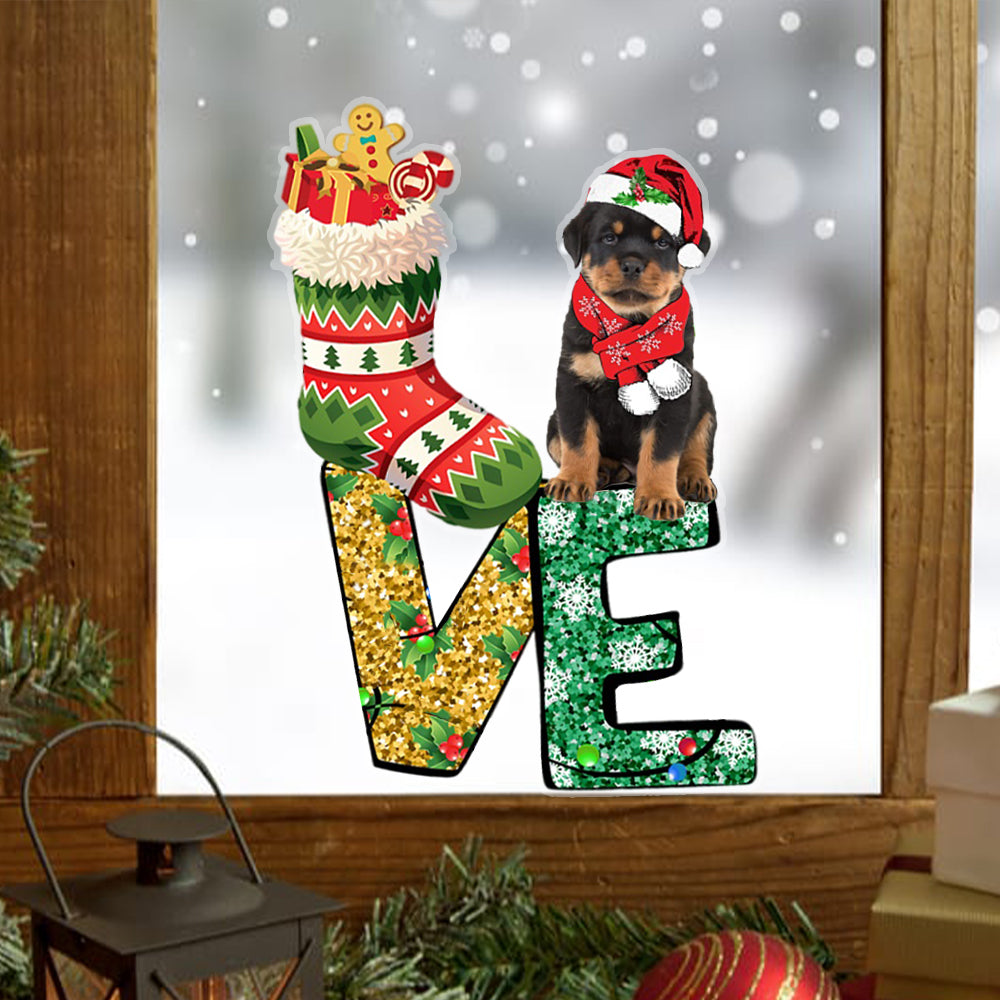 Rottweiler LOVE Christmas Stocking Sticker