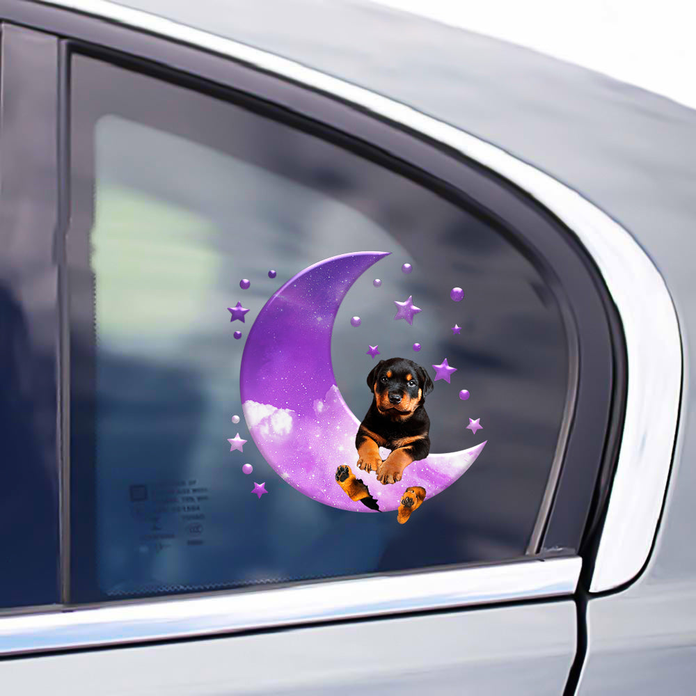 Rottweiler On The Purple Moon Sticker