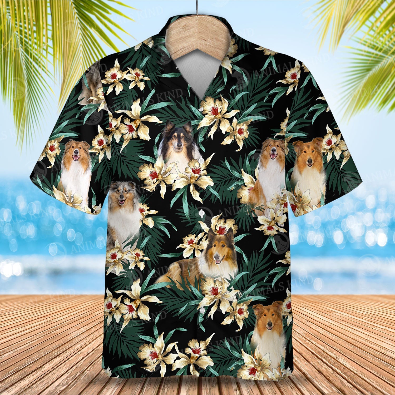Rough Collie Flower Hawaiian Shirt