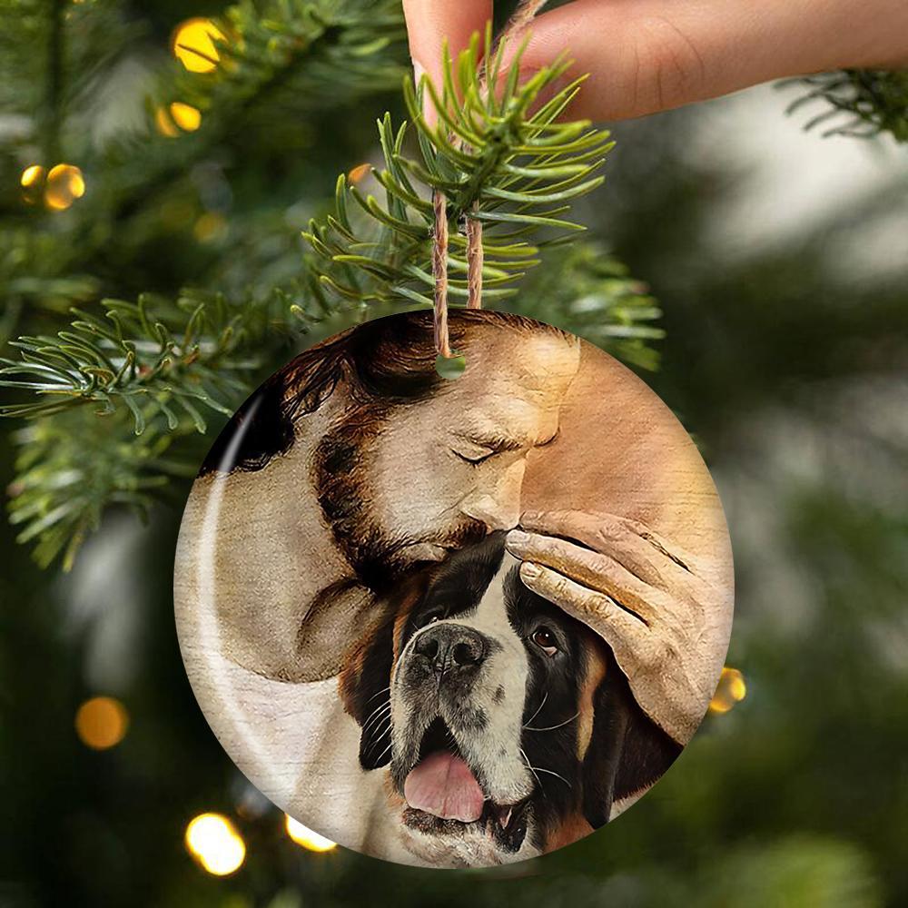 St Bernard With Jesus Porcelain/Ceramic Ornament