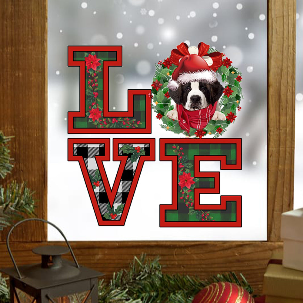 Love Saint Bernard Christmas Sticker