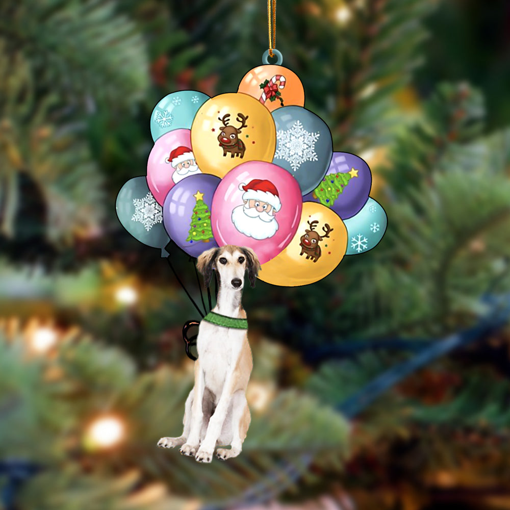 Saluki With Balloons Christmas Ornament