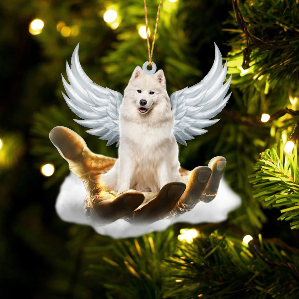 Samoyed On The Hands Of Jesus Ornament