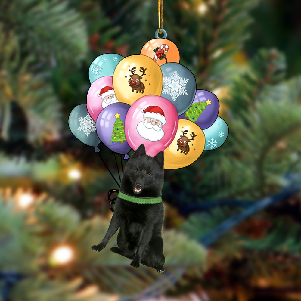 Schipperke With Balloons Christmas Ornament