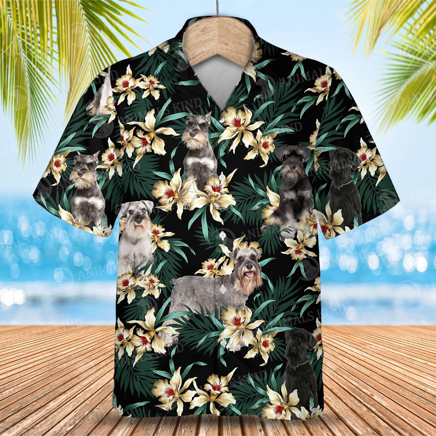 Schnauzer Flower Hawaiian Shirt