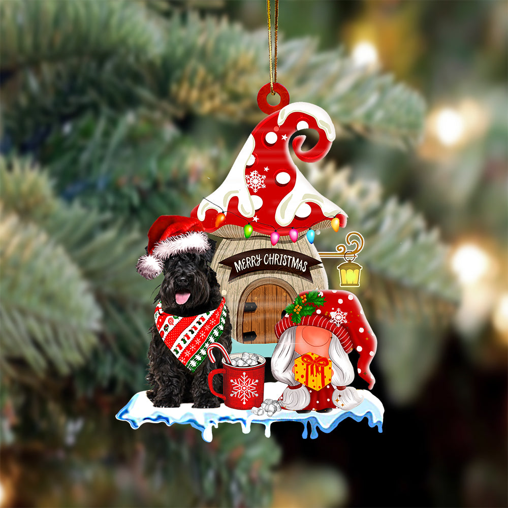 Schnauzer With Mushroom House Christmas Ornament