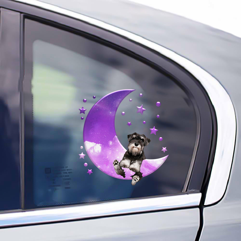 Schnauzer On The Purple Moon Sticker