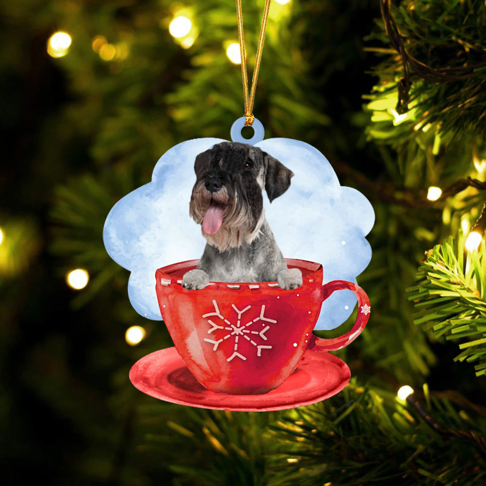 Schnauzer On The Cup Christmas Ornament