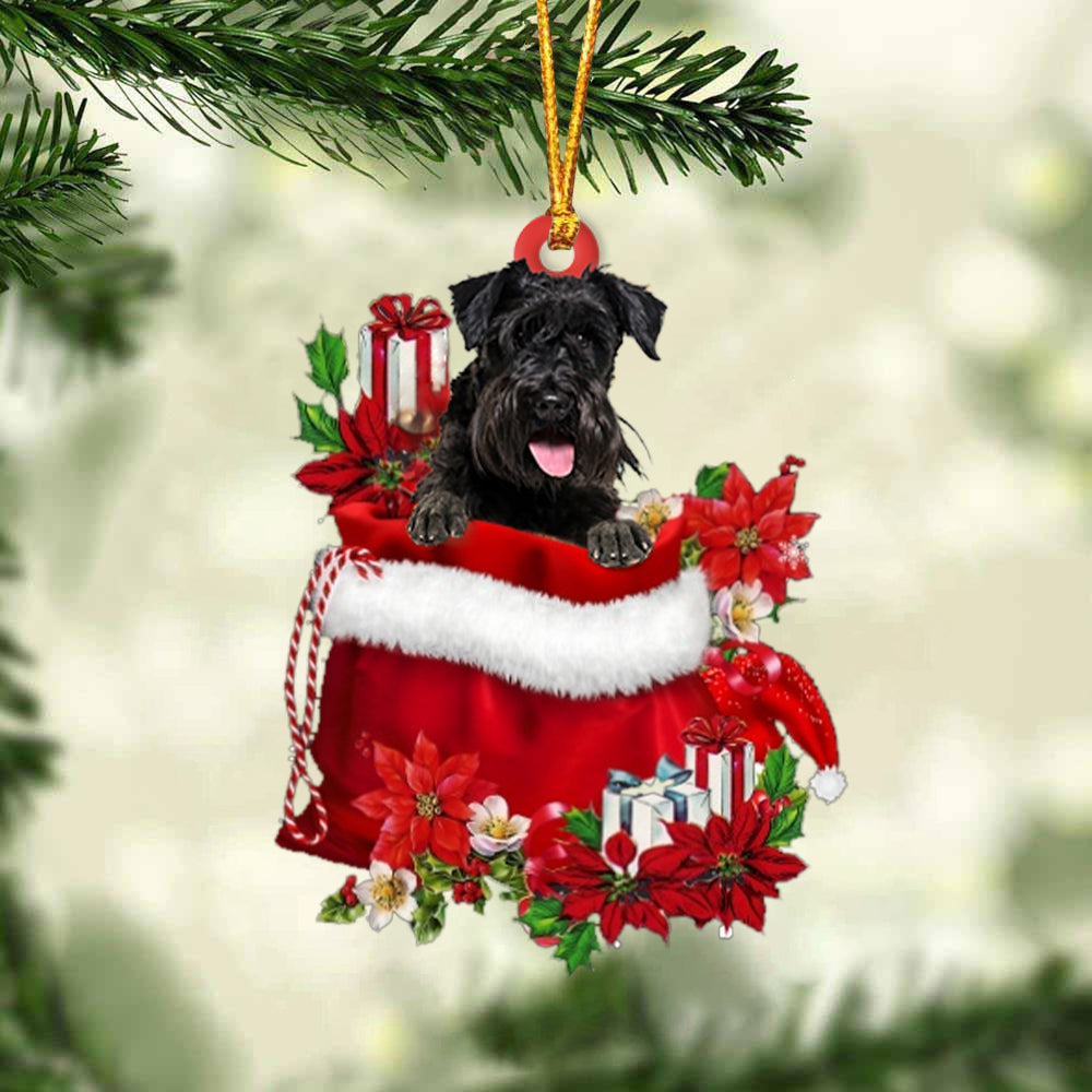Schnauzer In Gift Bag Christmas Ornament