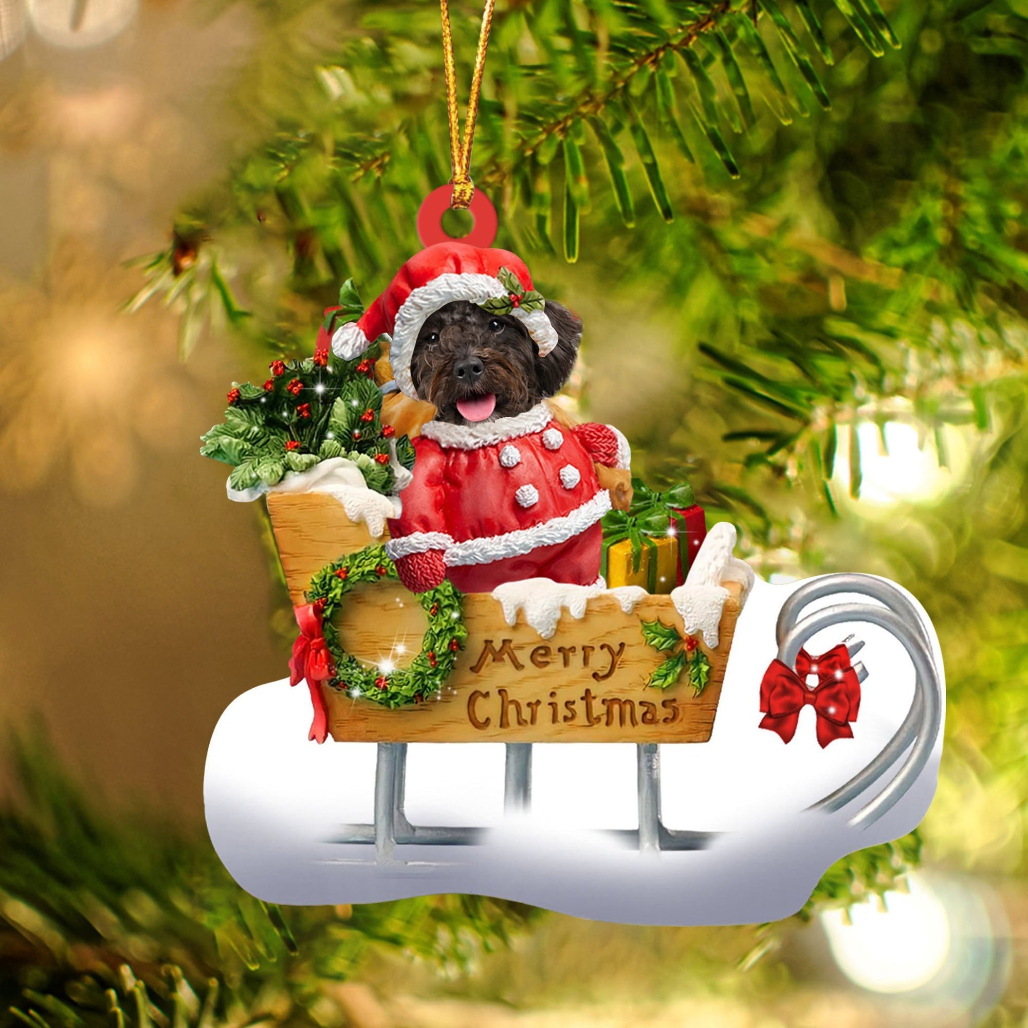 Schnoodle Merry Christmas Ornament