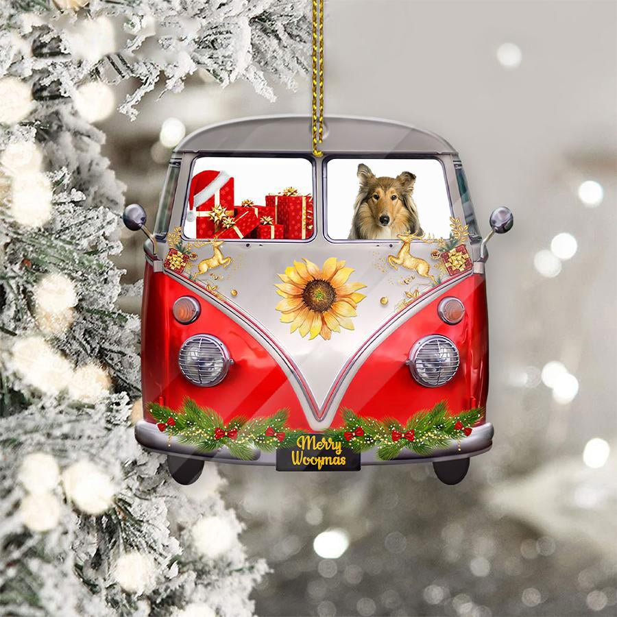Scotch Collie Sit On A Truck-Two Sided Ornament