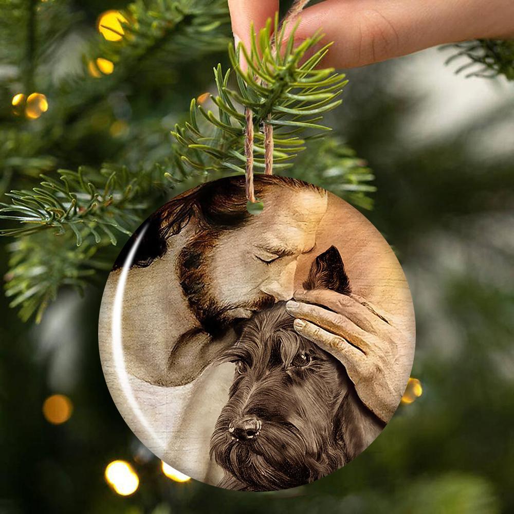 Scottish Terrier With Jesus Porcelain/Ceramic Ornament