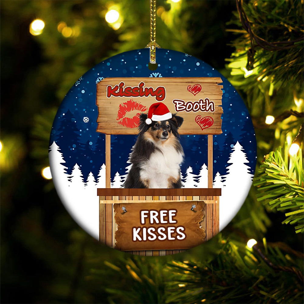 Shetland Sheepdog Kissing Booth Christmas Ornament (porcelain)