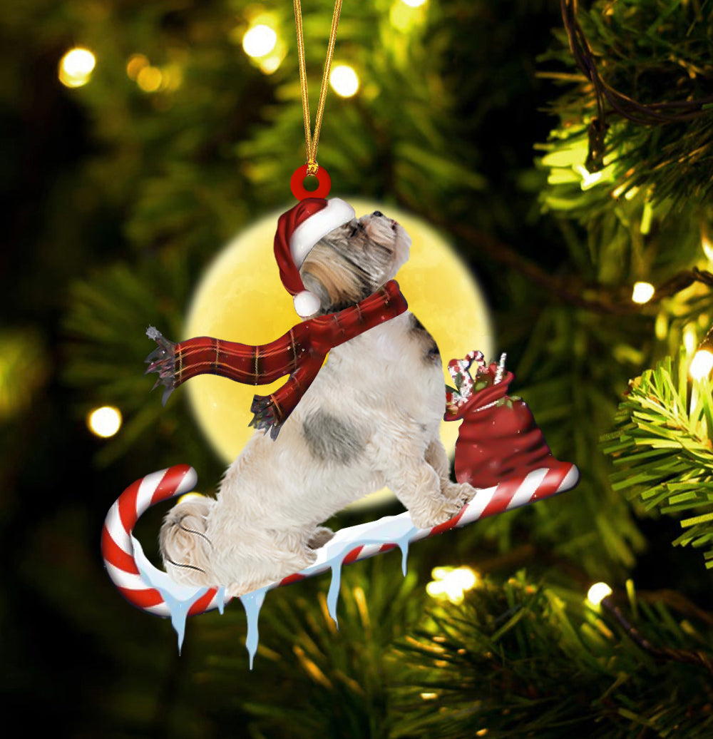 Shih-Tzu On The Candy Cane Christmas Ornament