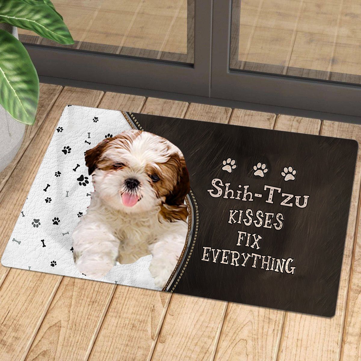 Shih Tzu3 Kisses Fix Everything Doormat