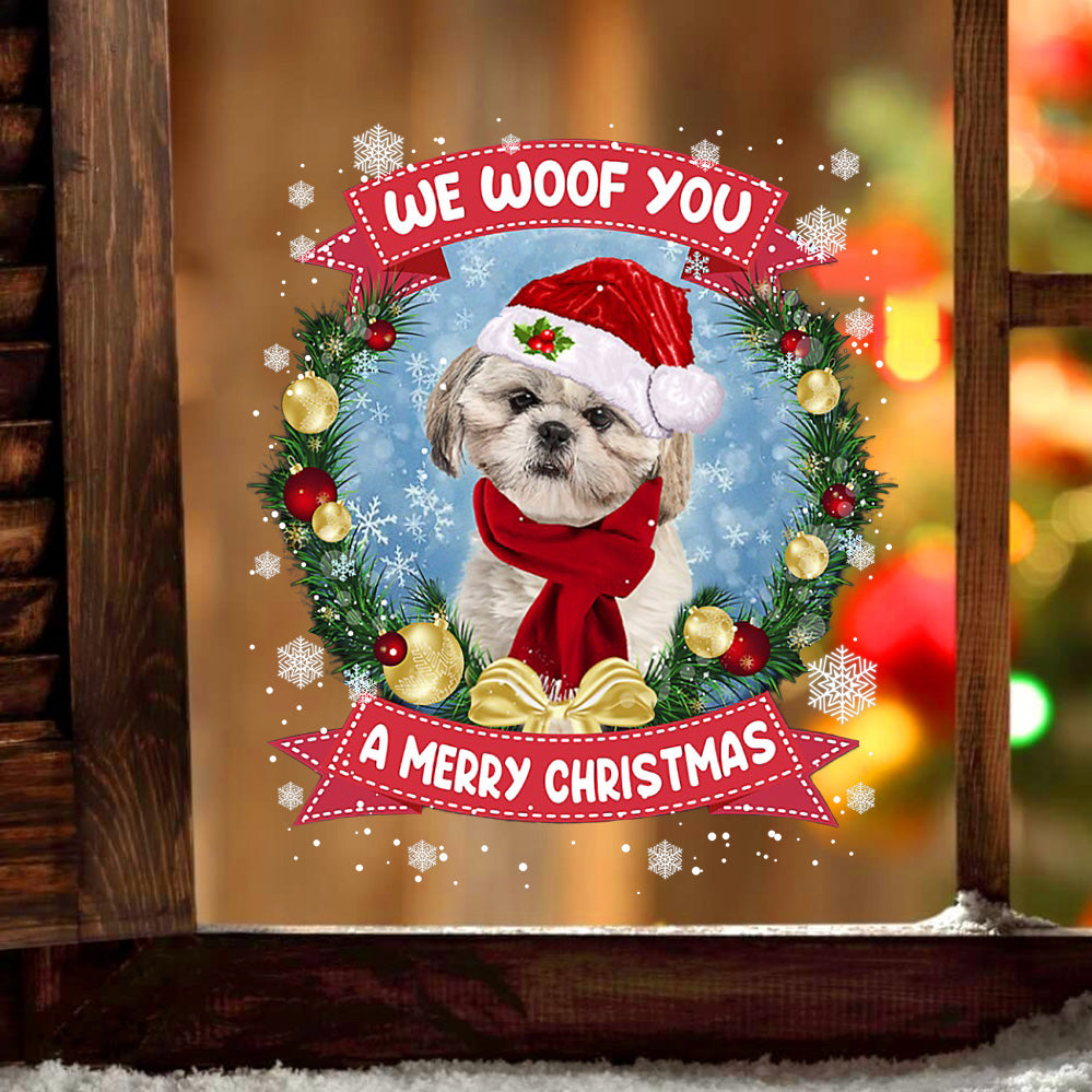 Shih Tzu We Woof You Christmas Sticker