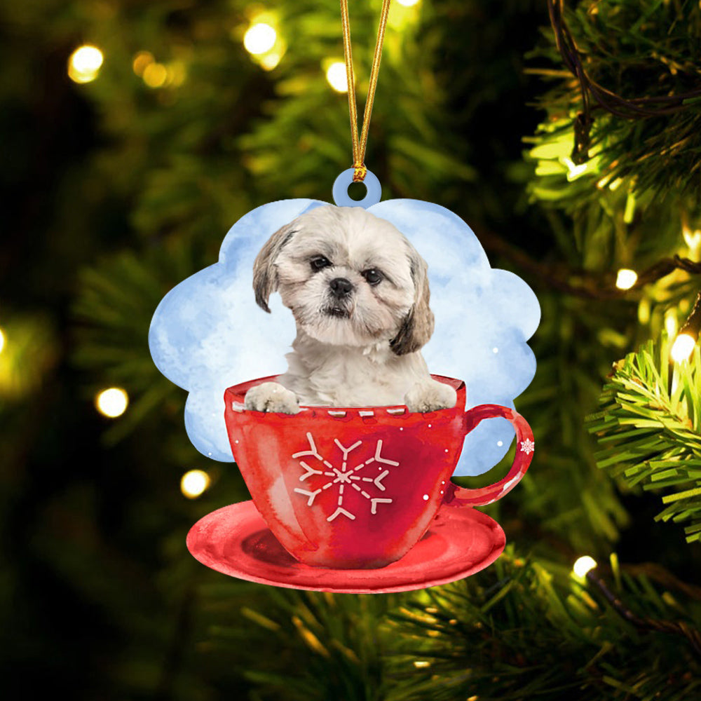 Shih Tzu On The Cup Christmas Ornament