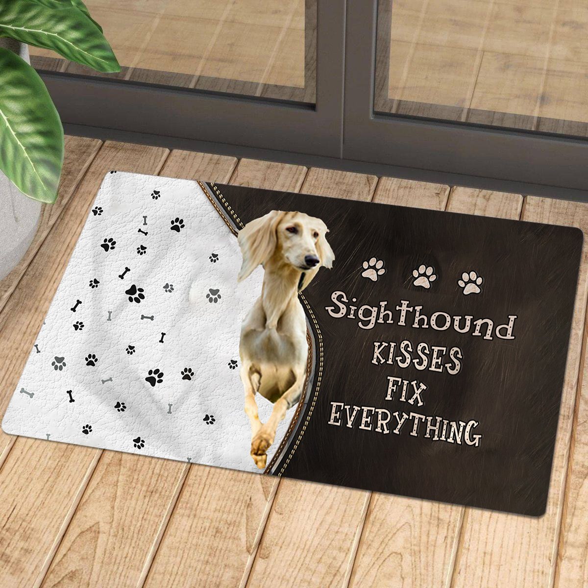 Sighthound Kisses Fix Everything Doormat