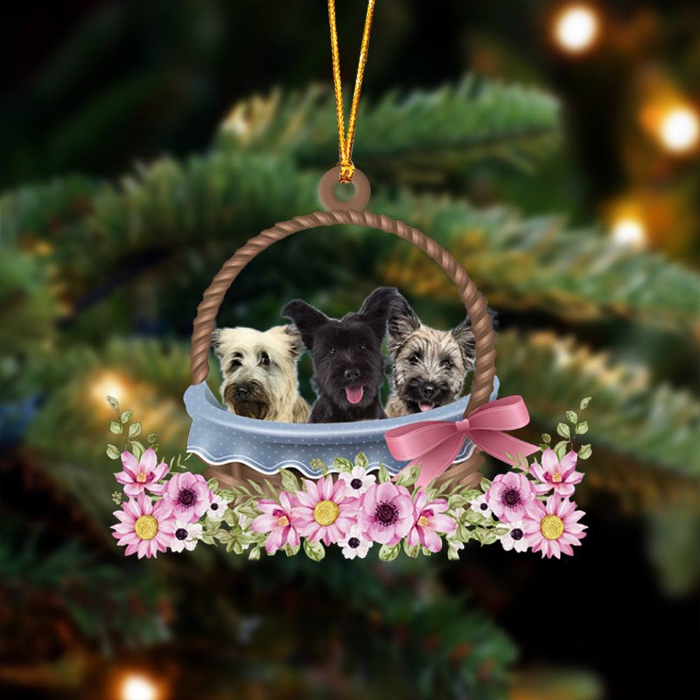 Skye Terrier Dogs In The Basket Ornament